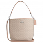Coach City Bucket 34 Nuimamas peties dirželis Užsegimas spaudėmis Dengtas drobės ir odos Rankinė per petį Didelės moteri&scaron;kos rankinės CT802-SVPWH Gift Box Set (Basic Set+Yellow Box)