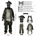 Zombių siaubo kostiumų rinkinys Helovino vakarėliams ir pabėgimo kambariams Small (Height 1.3m-1.5m)