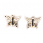 Les Tr&eacute;sors De Lily [C4742] - Boucles Argent 'Papillons de Charme' Blanc balta