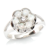 Bague Argent 'D&eacute;esse Opale' Blanc argent&eacute; (rhodi&eacute;) - 13 mm