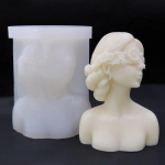 Silikoninė žvakių forma mergaitei užri&scaron;tomis akimis, skirta &bdquo;pasidaryk pats&ldquo; rožių, žmogaus kūno gipso portreto žvakių muilui balta