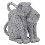 Les Tr&eacute;sors De Lily [A3309] - Figurine r&eacute;sine 'Chats' gris argent&eacute; strass (couple) - 15x14x10 cm