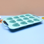 12 Lygios &scaron;irdies formos torto formelės maistinės silikoninės torto formos, mink&scaron;tas dugnas, lengvai i&scaron;imama kepimo forma