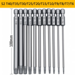 11/12 vnt Apsauginis grąžtų rinkinys Torx atsuktuvas plok&scaron;čia galvutė 1/4 colio &scaron;e&scaron;iakampis 11pcs 100mm