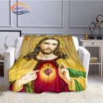 Jėzaus antklodė Christ Flanel Warmth Mink&scaron;ta pliu&scaron;inė sofa-lova svaidoma antklodė Mergelės Marijos ir Jėzaus serijos religinių tikėjimų antklodė 75x90cm
