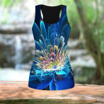 3D Crystal Lotus Print Moterų treniruotės jogos sporto salėje marginti vasariniai sportiniai mar&scaron;kiniai didelio dydžio liemenės XS mėlyna