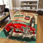 Retro klasikinis motociklo automobilio plakatas 3D spausdinimo kilimas namų svetainė Svetainė Miegamojo kilimas Namų dekoras Neslystantis grindų kilimėlis durų kilimėlis 120cm x 160cm
