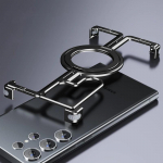 Prabangus aliuminio metalinis berėmio Magsafe stovo telefono dėklas, skirtas Samsung Galaxy S25 S24 S23 Ultra Plus orlaivių klasės lydinio apsaugantis nuo kritimo dangtelis For Samsung S24 Plus juoda