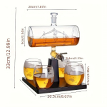 Nautical 1000 ml viskio ir vyno grafinų rinkinys &ndash; 4 stiklinės &bdquo;Globe&ldquo; Eleganti&scaron;ka namų baro dovana vyrams ir tėčiui Sailing Style 33.81oz Decanter + 4 Cups