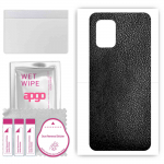 apgo Protective Skin Sticker for the back compatible with Xiaomi Mi 10 Youth 5G, Wrap Film, Foil, Vinyl - Pattern Black Leather