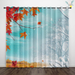 Užuolaidos Durų Užuolaidos Kalėdų Užuolaidos Saulės Užuolaidos Užuolaidos Skaitmeninė spauda Sniego senelis perforuotas 70x160cm*2 juoda