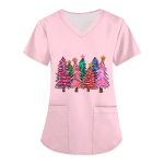 Moteri&scaron;ka kalėdinė uniforma su spausdinta darbo uniforma V formos kaklelio ki&scaron;enė, apsauginė darbo uniforma XXXXL