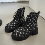 Punk blizgučiai masyvios platformos aulinukai moterims 2024 Y2K patchwork storapadžiai džinsiniai batai moterims juodi goti&scaron;ki aulinukai mujer 41 juoda