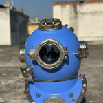 JAV karinio jūrų laivyno Mark V nardymo &scaron;almas Jūros giluminio nardymo ikona su mėlynu pagrindu Scuba nardymo &scaron;almas
