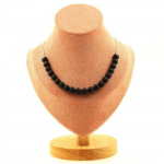 Pierres et Min&eacute;raux. Collier 20 perles Onyx noir mat 8 mm. Chaine en acier inoxydable Collier femmes, hommes. Taille personnalisabl