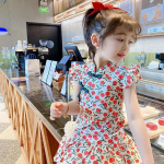 Mergaičių vasaros kinų stiliaus eleganti&scaron;kos Cheongsam dizaino mielos patogios suknelės 140