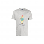 Polo Ralph Lauren SS23 Animacinio me&scaron;kos logotipo spaudinys Apvalus kaklas Trumpomis rankovėmis T-shirt Vyri&scaron;kas T-shirt Pilkas 710853310-019 S