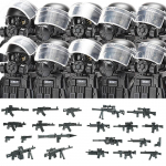 Miesto policija Kinija Specialiosios pajėgos Konstruktoriai &Scaron;turmo karys SWAT Figūrėlės Apsauga nuo dujų kaukė Kariniai ginklai Kaladėlės Žaislai Vaikams