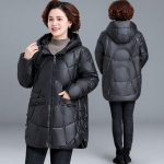 Motina Žiema Pūkų Medvilninė Striukė Paltas Sutir&scaron;tintas &Scaron;iltas Močiutės Sniego Drabužiai Parkas XXXXXL juoda
