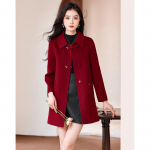 Elegant Women's Mid-Length Wool Blend Coat M