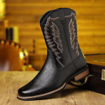 Madingi rudens žiemos nauji vakarieti&scaron;ki kauboji&scaron;ki ankle boots vyrams Mados dizainerio siuvinėti riterių batai Vyri&scaron;ki didelio dydžio odiniai batai Vyras 39 juoda