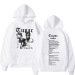 Retro Raperis Tupac 2pac Hoodis Hip Hop vyri&scaron;kas Hoodis Puloveris didelio dydžio vir&scaron;utinė dalis Hoodis juodas Vyrai Moterys Džemperis S