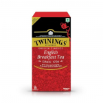 Twinings English Breakfast arbata, 100 arbatos mai&scaron;elių, Auk&scaron;čiausios kokybės juodoji arbata, Angli&scaron;ka klasikinė serija, Vidutinio stiprumo, Sodraus skonio, 1 pakuotė, 200 gramų