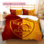 AS Roma futbolo klubas Ra&scaron;tas Patalynės antklodės komplektas Namų dekoracija Dovana (1 * užvalkalas antklodei + 2 * užvalkalai pagalvėms be užpildo) 135x200cm yellow