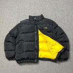 Vyri&scaron;kas Oversize Storas Medvilninis Striukė su Gobtuvu &Scaron;ilta Laisva Streetwear Paltai Žieminė Small yellow
