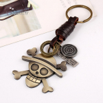 Retro japoni&scaron;kas anime One Piece kaukolės pakabukas, apvyniotas dirbtine oda, raktų pakabukas one size