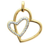 Les Tr&eacute;sors De Lily [C4568] - Pendentif Plaqu&eacute; Or 'Love' blanc dor&eacute; - 30x25 mm