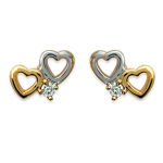 Les Tr&eacute;sors De Lily [E0266] - Boucles Plaqu&eacute; Or 'Love Love' Bicolore - 10x9 mm