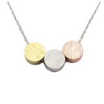 7bis [Q6117] - Collier artisanal 'Boho' argent&eacute; tricolore - 18x6 mm
