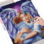 Deimantinė tapyba Viso apvalaus kvadrato Angelo ir vaiko kryželiu i&scaron;pardavimas Deimantinis siuvinėjimas portretinis menas Kalnų kri&scaron;tolas namų dekoras Full Round 20X30CM