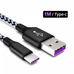FONKEN 5A Super Charging 1M greito įkrovimo USB tipo C laidas, skirtas mobiliajam telefonui juoda