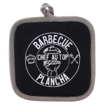 Les Tr&eacute;sors De Lily [A2428] - Manique coton 'Chef Barbecue' noir gris (Barbecue Plancha- chef au top) - 20x20 cm juoda