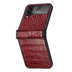 Prabangus odinis dėklas nuo pir&scaron;tų atspaudų, skirtas Samsung Galaxy Z Flip 4 5g Flip4 Flip3 Flip 3 plonas sulankstomas dangtelis, skirtas Samsung Z Flip4 for Samsung Z Flip 3 raudona