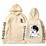 Harajuku Death Note Unisex Comic Hoodie Japoni&scaron;kas anime margintas vyri&scaron;kas gobtuvas negabaritinis ilgomis rankovėmis gatvės apranga Kasdieniai megztiniai XS smėlis