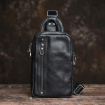 NUPUGOO Natūralios odos krūtinės krep&scaron;ys vyrams Crossbody Vyri&scaron;kas mados pečių Auk&scaron;tos kokybės oda Daugiafunkcis užtrauktukas 9,7 colio iPad juoda