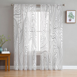 Paprastos linijos ir abstraktūs kalnai tiulio užuolaidos svetainei, miegamajam, &scaron;ydinė užuolaida, langų namų dekoras, užuolaidos 135W x 114H(cm)