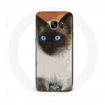 Coque pour Samsung Galaxy S7 Edge Siamois Noir et blanc Yeux Bleus