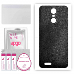 apgo Protective Skin Sticker for the back compatible with Kruger&Matz Move 8, Wrap Film, Foil, Vinyl - Pattern Black Leather