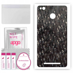 apgo Protective Skin Sticker for the back compatible with Xiaomi Redmi 3 Pro, Wrap Film, Foil, Vinyl - Pattern Carbon Black Pixel