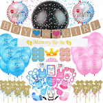 Lyties atskleidimo vakarėlio reikmenys kūdikių du&scaron;o dekoravimui berniukui ar mergaitei vėliavėlė konfeti baliono nuotraukų rekvizitai 1