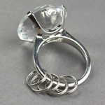 Porte-cl&eacute; bague diamant femme bague 5 anneaux transparent