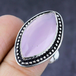 Pink Chalcedony Gemstone Handmade 925 Steling Silver Jewelry Ring Size 8.5 t2l72