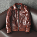 2023 m. madinga tikros karvės odos striukė, vyri&scaron;ka vintažinė motociklo &bdquo;Veste Cuir Homme&ldquo; vyno raudona užtrauktuku &bdquo;Moto Biker Slimfit Bomber&ldquo; paltas M