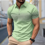 Men's Shirt Polo Casual Zip Short Sleeve Fashion Casual Zipper Summer Spring Regular Fit Diamond Print 3D Print Shirt XS mėlyna