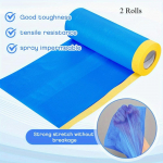 Lipni maskavimo plėvelė su juosta, dažytojo plastikinė plėvelė, plastikinė plėvelė, asorti automobilių dažų maskavimo juostos ritinėliai (Mėlyna, 2 ritiniai)