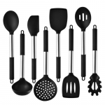 Silikoniniai virtuvės reikmenys Įrankiai Nelipni mentelė Puodai Samtis Kastuvas Sriubos &scaron;auk&scaron;tas Virtuvės reikmenų rinkinys set of 8, black juoda